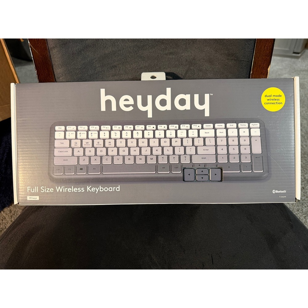 Full Size Wireless Keyboard 99 Keys Dual Mode Bluetooth Grey White